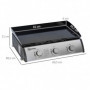 Gas Grillplatta med 3 Brännare - Non-Stick Bärbar 63 x 48 x 21 cm