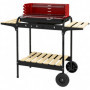 Metall Kolgrill med Hjul Höjdjusterbart 103x47x95 cm Röd