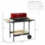 Metall Kolgrill med Hjul Höjdjusterbart 103x47x95 cm Röd