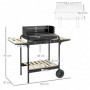 Metall Kolgrill med Hjul Höjdjusterbart 103x47x95 cm Svart