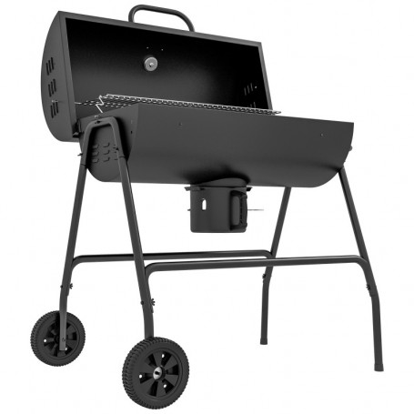 Metall Kolgrill med Lock och Hjul 95 x 71,5 x 102 cm Svart