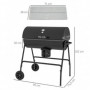 Metall Kolgrill med Lock och Hjul 95 x 71,5 x 102 cm Svart