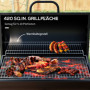 Metall Kolgrill med Lock och Hjul 95 x 71,5 x 102 cm Svart