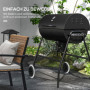Metall Kolgrill med Lock och Hjul 95 x 71,5 x 102 cm Svart