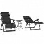 Solstol 2 st med Bord 90 x 56 x 110 cm Svart