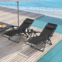 Solstol 2 st med Bord 90 x 56 x 110 cm Svart