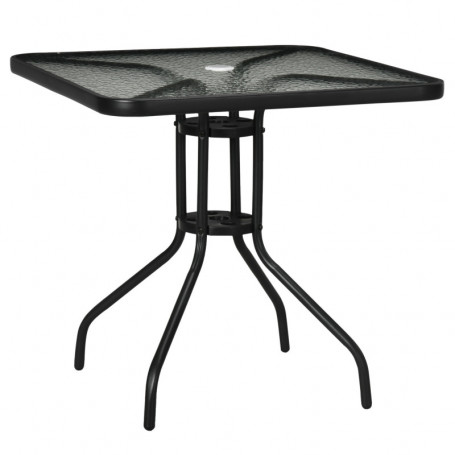 Trädgårdsbord med Härdat Glas och Paraplyhål – 76 x 76 cm