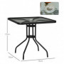 Trädgårdsbord med Härdat Glas och Paraplyhål – 76 x 76 cm