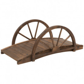 Trädgårdsbro i Trä Hjuldesign upp till 150 kg 100 x 50 x 37 cm