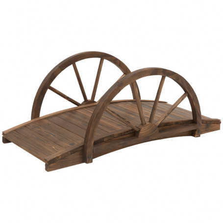 Trädgårdsbro i Trä Hjuldesign upp till 150 kg 100 x 50 x 37 cm