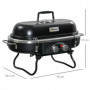 Portabel Gasolgrill 2 Brännare 66 x 34,5 x 37 cm Svart