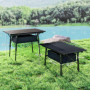 Campingbord med Förvaringskorg Hopfällbar Aluminium Svart