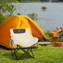 Campingstol Hopfällbar, Stålram, Tygsits, Bärväska, Vit