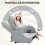 Relax Fåtölj med Fotstöd och 160° Lutning, Grå Linne