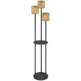 Solcell Golvlampa Trippel med Rotting & Hylla – Ø37 x 144 cm, IP44