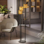 Solcell Golvlampa Trippel med Rotting & Hylla – Ø37 x 144 cm, IP44