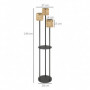 Solcell Golvlampa Trippel med Rotting & Hylla – Ø37 x 144 cm, IP44