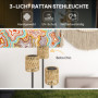 Solcell Golvlampa Trippel med Rotting & Hylla – Ø37 x 144 cm, IP44