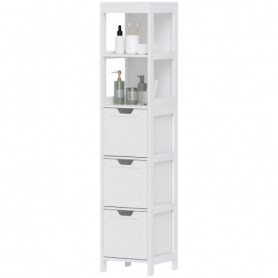 Badrumsskåp med 2 Hyllor och 3 Lådor Vit 30 x 30 x 142 cm