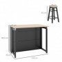Köksö Set med 2 Barstolar, Fällbar Bordsskiva, förvaring 116 x 70 x 89,5 cm Svart / Ek