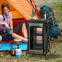 Campingbord med 3 Hyllor Grå
