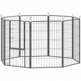 Flexibel Hundhage i Stål – 8 Hög Paneler med Dörr 100 cm (H)
