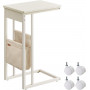 Justerbart Sidobord C-Formad med Hjul och Förvaringsficka – 30 × 40 × 62 cm