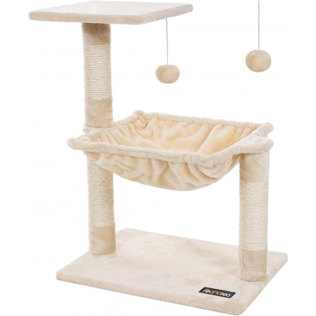 Stabilt klösträd med kattbo och plattform – 70 cm, sisalpelare