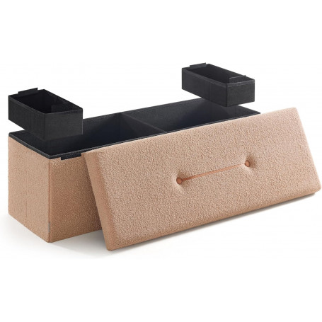 Sittbänk Förvaring 110×38×38 cm Brun Fleeceyta 131L Hopfällbar Max ...