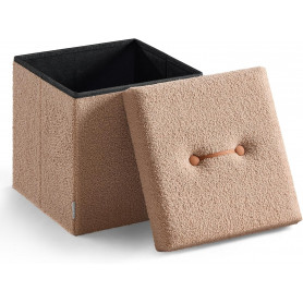 Sittpall Förvaring Brun Fleeceyta 38×38×38 cm Hopfällbar 43L Max 300kg