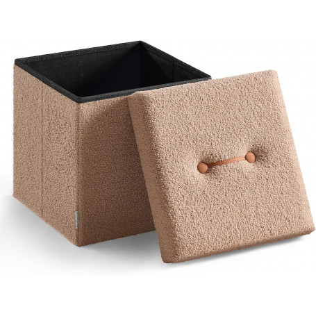 Sittpall Förvaring Brun Fleeceyta 38×38×38 cm Hopfällbar 43L Max 300kg