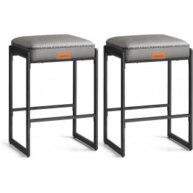 Barstolar 2-pack Vintage Grå Konstläder 45×66×38 cm Justerbara Fött...