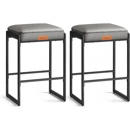 Barstolar 2-pack Vintage Grå Konstläder 45×66×38 cm Justerbara Fött...