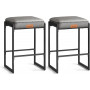 Barstol 2-pack EKHO Vintage Grå Läder, 38 x 45 cm