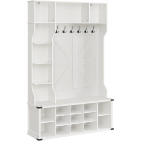 4-i-1 Hallmöbel Klädhängare med skoställ, bänk och förvaringshylla ...