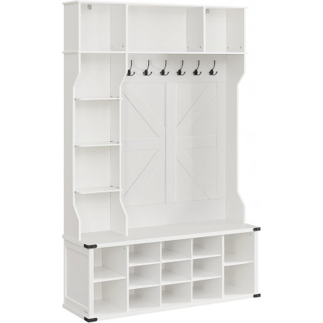 4-i-1 Hallmöbel Klädhängare med skoställ, bänk och förvaringshylla ...