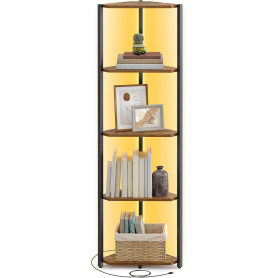 Hörn Bokhylla med justerbar LED-belysning – Stabil och mångsidig fö...