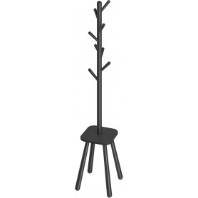 Tamburmajor med 8 krokar och hylla 170 cm (H) Svart Trä