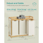 Tvättkorg med 3 fack, bambu, hylla och sidofickor – 150 L, 94 x 33 x 78 cm