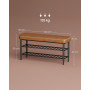 Skobänk EKHO med Stoppad Sits i Karamellbrun, 2 Skohyllor 30 x 100 ...