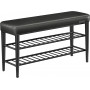 Skobänk EKHO med Stoppad sits i Svart, 2 Skohyllor 30 x 100 x 50 cm