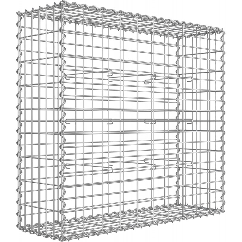 Gabion korg, trådkorg Galvaniserat Stål 100 x 90 x 30 cm Silver
