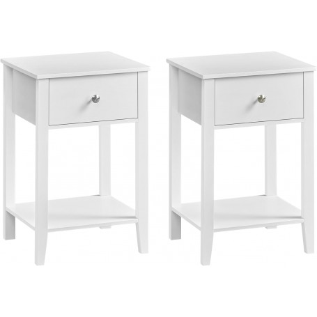 Sängbord 2-pack i bambu med låda & hylla 35 x 40 x 60 cm Vit