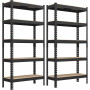 Förvaringsställ Heavy Duty 2-pack 5 hyllor 875 kg, 30 x 75 x 150 cm, svart
