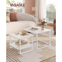 Soffbord 2 Set Glass Skiva Inbyggd LED-belysning - Vit