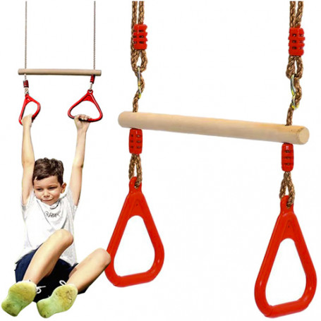 2-i-1 gymnastiktrapets och gunga för barn – upp till 100 kg – för utomhus och inomhus