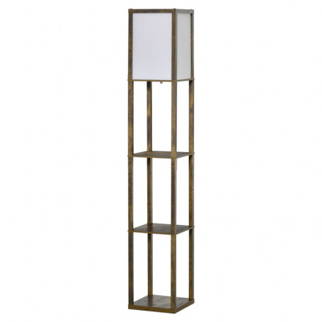 Golvlampa med 3 Hyllplan Brun, H.160 cm