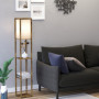 Golvlampa med 3 Hyllplan Brun, H.160 cm