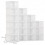 Skoskåp med 18 Fack x 25 x 35 x 19 cm DIY Plast Transparent