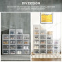 Skoskåp med 18 Fack x 25 x 35 x 19 cm DIY Plast Transparent